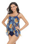 Sleeveless Strappy Floral Print Split Swimsuit Set