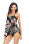 Sleeveless Strappy Floral Print Split Swimsuit Set