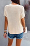 Solid Short Cap Sleeve Ribbed Knit Loose Top