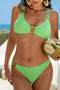 Two Pieces Metal Buckle Dot Solid Bikini