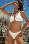 Two Pieces Metal Buckle Dot Solid Bikini