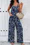 Geo Print Smocked Sleeveless Pockets Jumpsuit