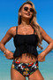 Ruffle Falbala Waist Knot Front Tankini Swimsuit