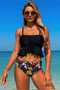 Ruffle Falbala Waist Knot Front Tankini Swimsuit
