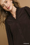 Umgee Corduroy Ruffle Shirt with Long Puff Sleeves