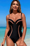 Stripe Sweetheart Neckline One Piece Swimsuit
