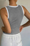 Striped Round Neck White Trim Crop Fitted Tank Top