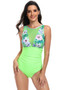 Sleeveless Color Block Floral Fit Lace Swimsuits