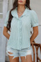 Stripe Button Down Ruffled Front Trim Shirt