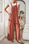 Solid Wide Leg Pocketed Shoulder Tie Overalls