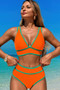 Two Pieces V Neck Bikini Brief Bottom Swimsuit