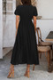 Solid V Neck Puff Sleeves Solid Knot Detail Dress​