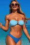 Solid Color Metal Decor Strapless Bikini Swimsuit