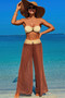 Solid Color Metal Decor Beach Bikini Pants Set