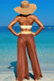 Solid Color Metal Decor Beach Bikini Pants Set