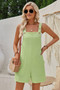 Sleeveless Square Neck Solid Pockets Loose Romper