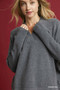 Umgee V-Neck Sweater with Wide Trim Detail