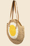 Fame Straw Braided Round Happy Face Tote Bag