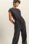 HYFVE Back Keyhole Round Neck Cap Sleeve Drawstring Jumpsuit