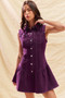 SO ME Button Down Sleeveless Collared Game Day Mini Dress