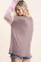 BiBi Thermal Waffle Color Block Top with Tie Dye