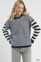 Umgee Ruffle Neck Stripe Sweater