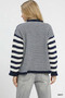 Umgee Ruffle Neck Stripe Sweater