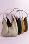 Fame Buckle Accent Faux Suede Hand Bag
