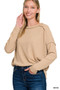 Zenana Ribbed Drop Shoulder Round Neck Sweater