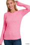 Zenana Ribbed Long Sleeve Round Neck T-Shirt