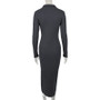 Women Sexy Polo Neck Rib Slit Dress