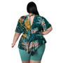 Plus Size Women Printed T-Shirt and Shorts Two-Piece Set