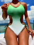 Women V-neck gradient one-piece swimwear