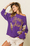 BiBi Sequin Football Patches Game Day Sweatshirt