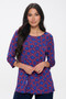 Plus Size Round Neck 3/4 Sleeve Slit Top