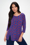Plus Size Round Neck 3/4 Sleeve Slit Top