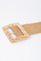 Rectangle Metal Buckle Stretch Plussize Straw Belt