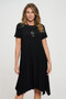 Hit Boat Neck Shark Bite Hem Dress​