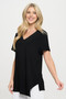 Hit Point V Neck Short Sleeve Top