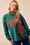 BiBi Plaid Ribbon Bow Detail Christmas Fleece Pullover