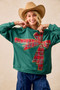 BiBi Plaid Ribbon Bow Detail Christmas Fleece Pullover