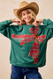 BiBi Plaid Ribbon Bow Detail Christmas Fleece Pullover
