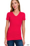 Zenana Basic Cotton V-Neck Short Sleeve T-Shirt