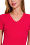 Zenana Basic Cotton V-Neck Short Sleeve T-Shirt