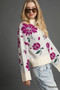 Umgee Floral Patterned Mock Neck Sweater