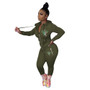 Women'S Spring Print Zipper Hooded Long Sleeve Tracksuits Sports Two-Piece Pants Set