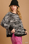 Umgee Zebra Striped Fleece Pullover Sweater Shirt