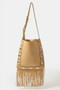 Fame Faux Suede Grommet Accent Fringe Tote Bag