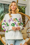 BiBi Fleur De Lis Sleeve Mardi Gras Pullover