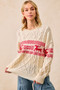 BiBi Christmas Theme Patterned Cable Knit Sweater